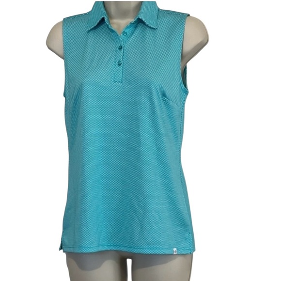 Lady Hagen Jacquard Sleeveless Polo, Color Teal Crush, Size Large, NWT - Picture 1 of 7